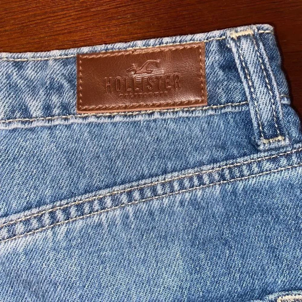 Hollister ultra high rise distressed denim skirt